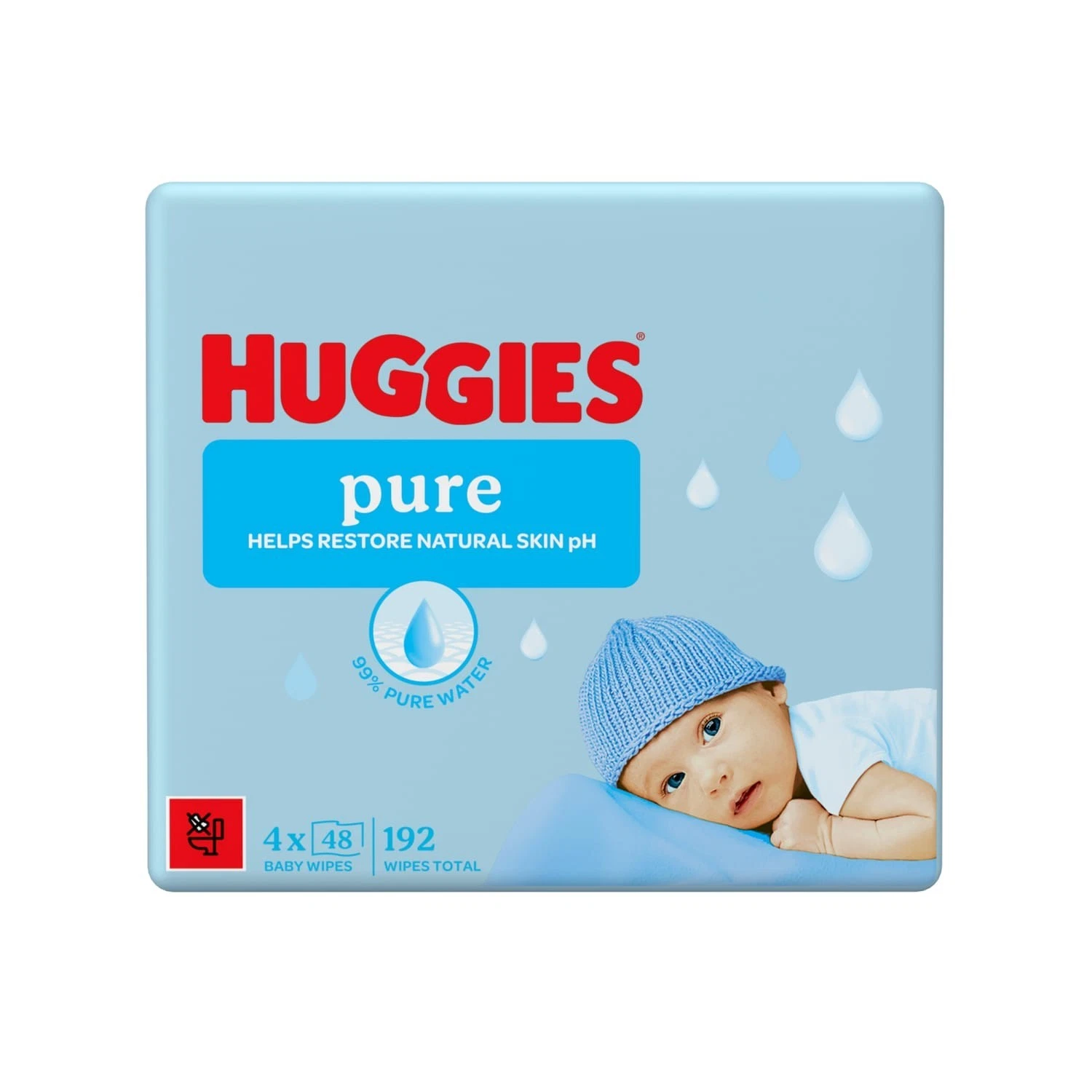 Huggies Plastic Free Pure Baby Wipes 48's 4 Pack (192 Wipes)