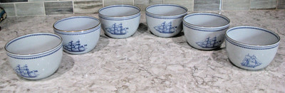 Spode Trade Winds Blue, Fine Stone Rice Bowls, Set of 6, 2 Ships