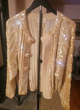 Destinee Sequined Cardigan Sweater 1980s Open Front