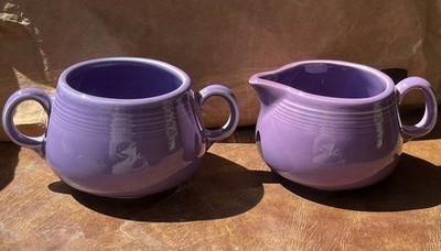 Rare Retired HLC Fiestaware Lilac Creamer & Sugar Bowl NO TRAY OR LID EUC