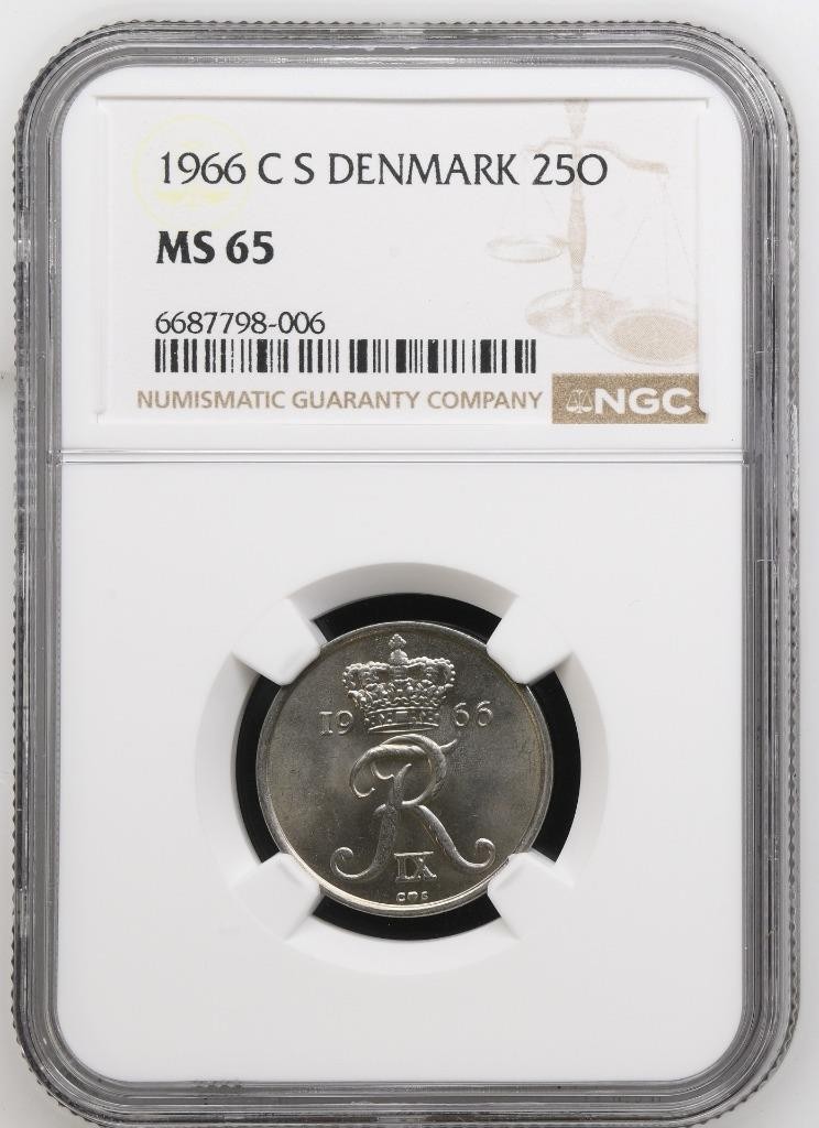 Denmark 25 Ore 1966 CS NGC MS 65