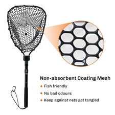 Rubber Landing Net Mesh Telescopic Foldable Floating Fishing Net Trout Fishing