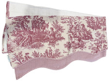 Waverly Home Classic Red French Toile Check Scalloped Valance Curtain 68x17
