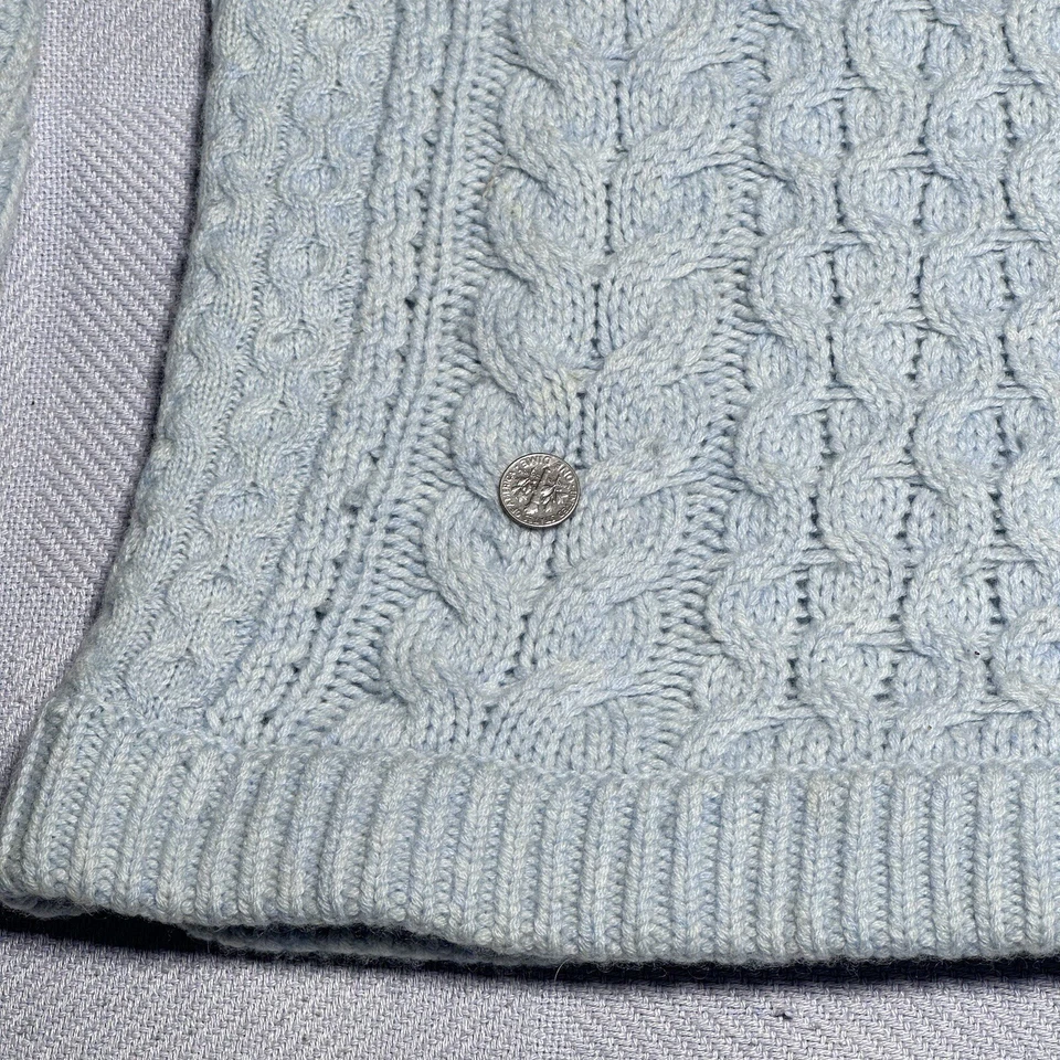 Suéter tejido con cable Vineyard Vines azul claro lana cachemir pescador para mujer XS Foto 2 de 4