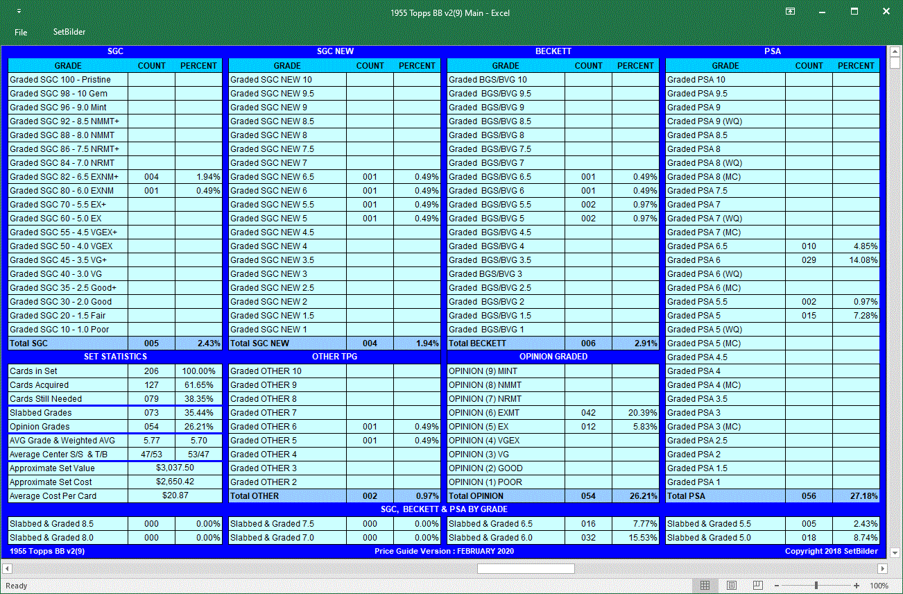 SetBilder Software Vintage Sports Card Collecting Software MS Windows