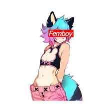 EARLFAMILY 5.1" Cool Femboy Waifu Anime Car Decals Vinyl Windows Laptop Stickers