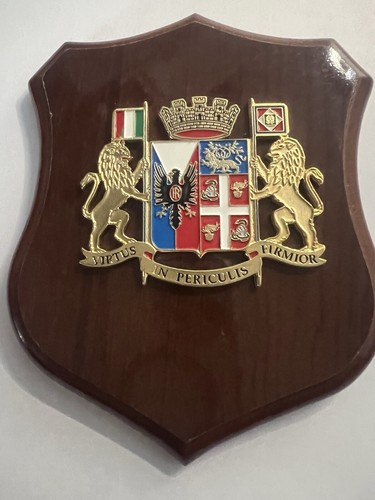Crest Carabinieri A Cheval Bouclier Bois Poli Avec Métal Vernis Hauteur 13 - Picture 2 of 6