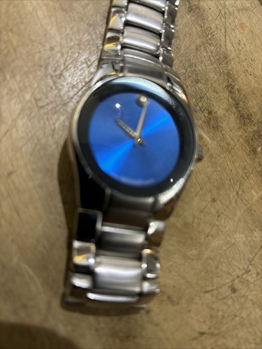 Men's Swiss Quartz Movado T4A4028K Stainless Steel Blue Dial Watch - Picture 5 of 11