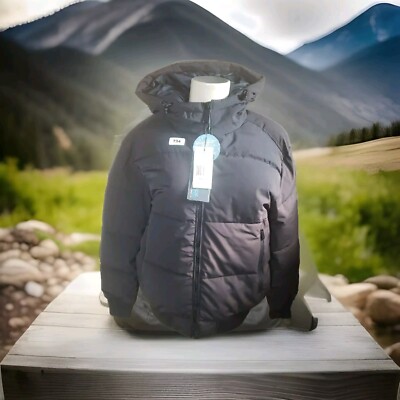  Spire by Galaxy Waterproof Puffer Coat Jacket Black Mens Packable Hoodie Medium