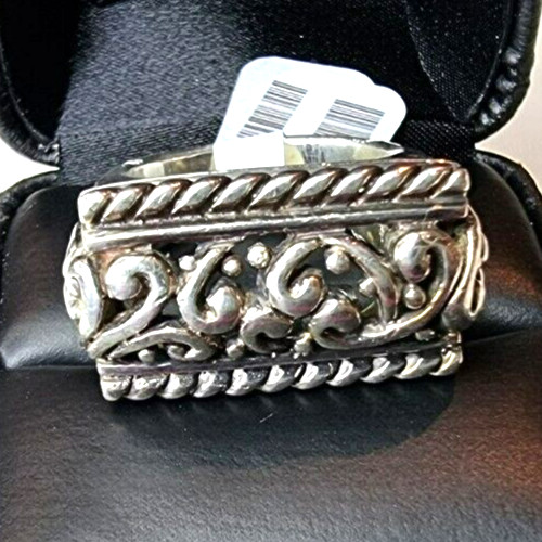 RECTANGULAR LARGE ORNATE 925 STERLING SILVER RING… - image 12