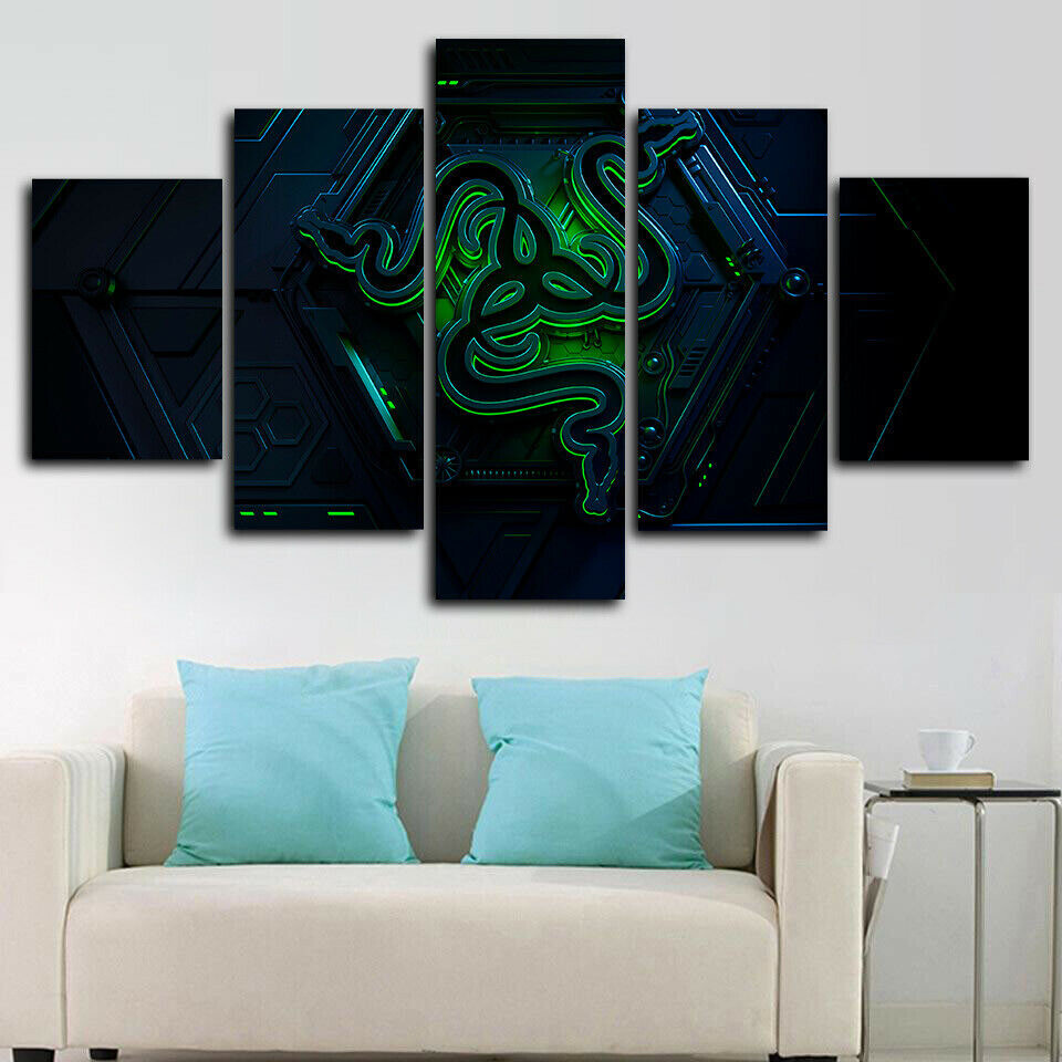 Razer Gaming PC Gamer 5 Panel Canvas Print Wall Art Poster Home