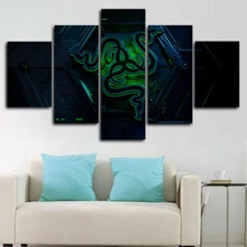 Razer Gaming PC Gamer 5 Panel Canvas Print Wall Art Poster Home Decoration