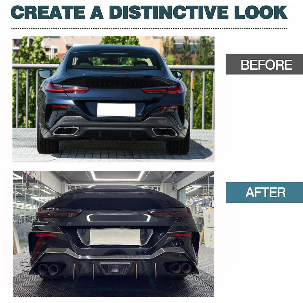 For BMW 8 Series G16 Gran Coupe 840i M-Sport Gloss Black Front Lip Rear ...