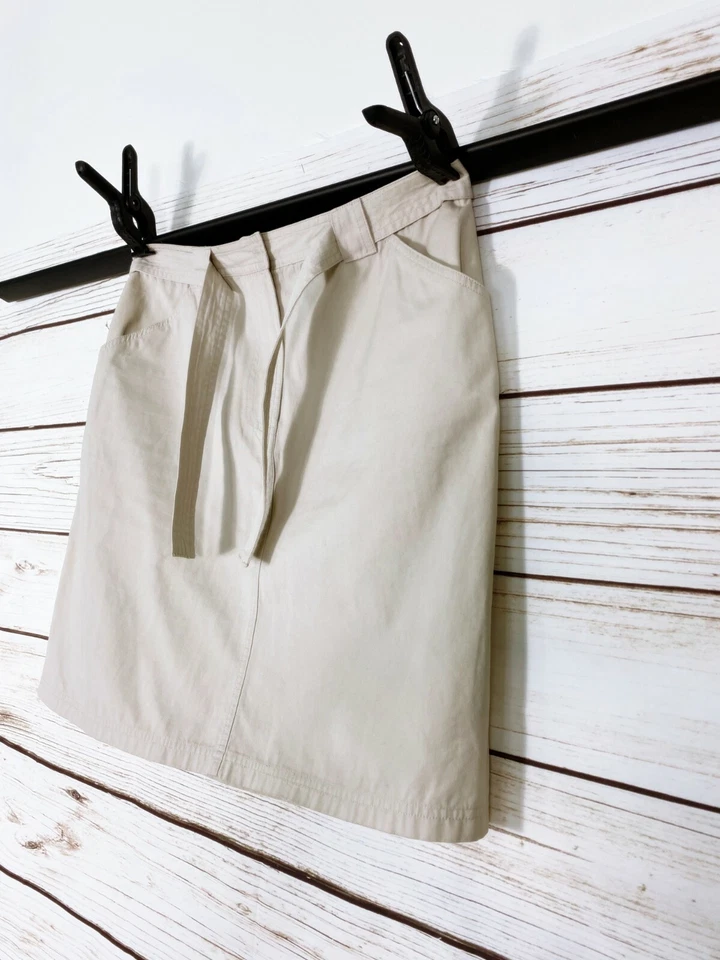 Relativity миниатюрный женщин подпоясанный юбка размер 14P бежевый четыре кармана 100% хлопок  - Изображение 4 из 4