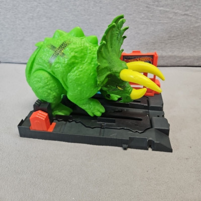 Hot Wheels Track Builder Connectable Dinosaur Triceratops 2018 Used (X4)