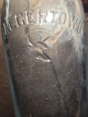 NICE SAEGERTOWN Pennsylvania BOTTLE w EMBOSSED FOX TRADE MARK AQUA MINERAL WATER