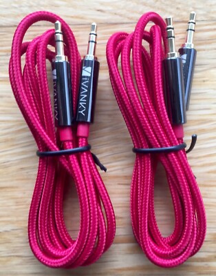 2 Pack Ivanky Aux Cable  4ft 3.5mm to 3.5mm Braided Audio Cable