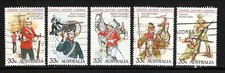 1985 Australia #945a-e Used Colonial Military Uniforms