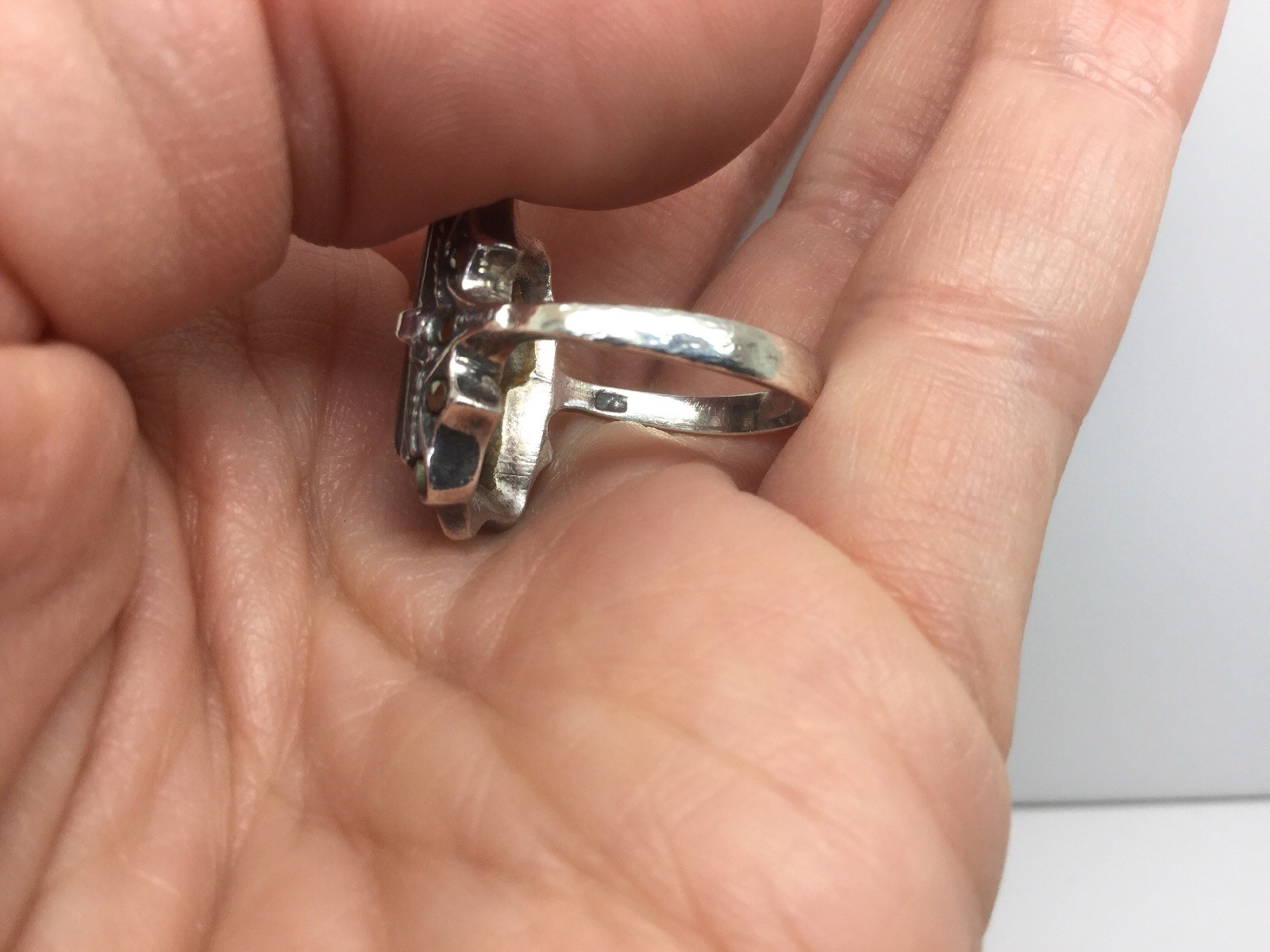 STERLING SILVER RING WITH RECTANGLE ABALONE STONE… - image 11