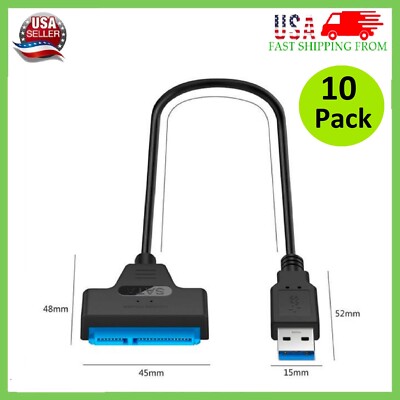 10 x USB 3.0 to 2.5''SATA III Hard Drive Adapter UASP SATA USB3.0 Cable Converter