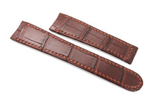 Men's Genuine Walnut with sand stitches Croc Leather Watch Strap Band - 20mm