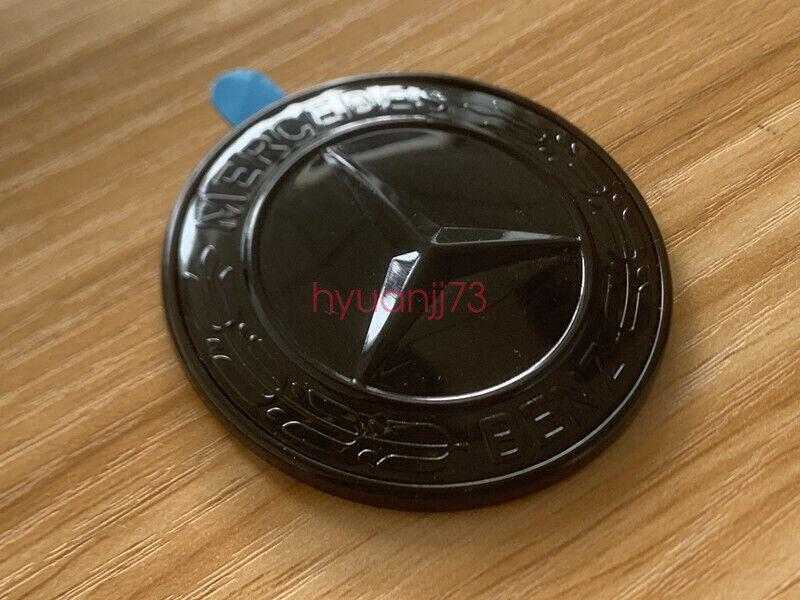Gloss Black Mercedes Benz Hood Laurel Wreath Badge Emblem 1Pcs Adhesive