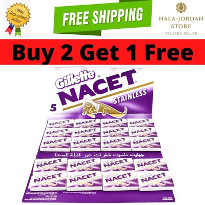 100X Double Edge Razor Blades Gilette NACET Stainless Razors  BUY 2 GET 1 FREE  