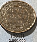 New ListingBeautiful 1881 Canada Canadian Large One 1 Cent Penny ~ Low Mintage World Coin.