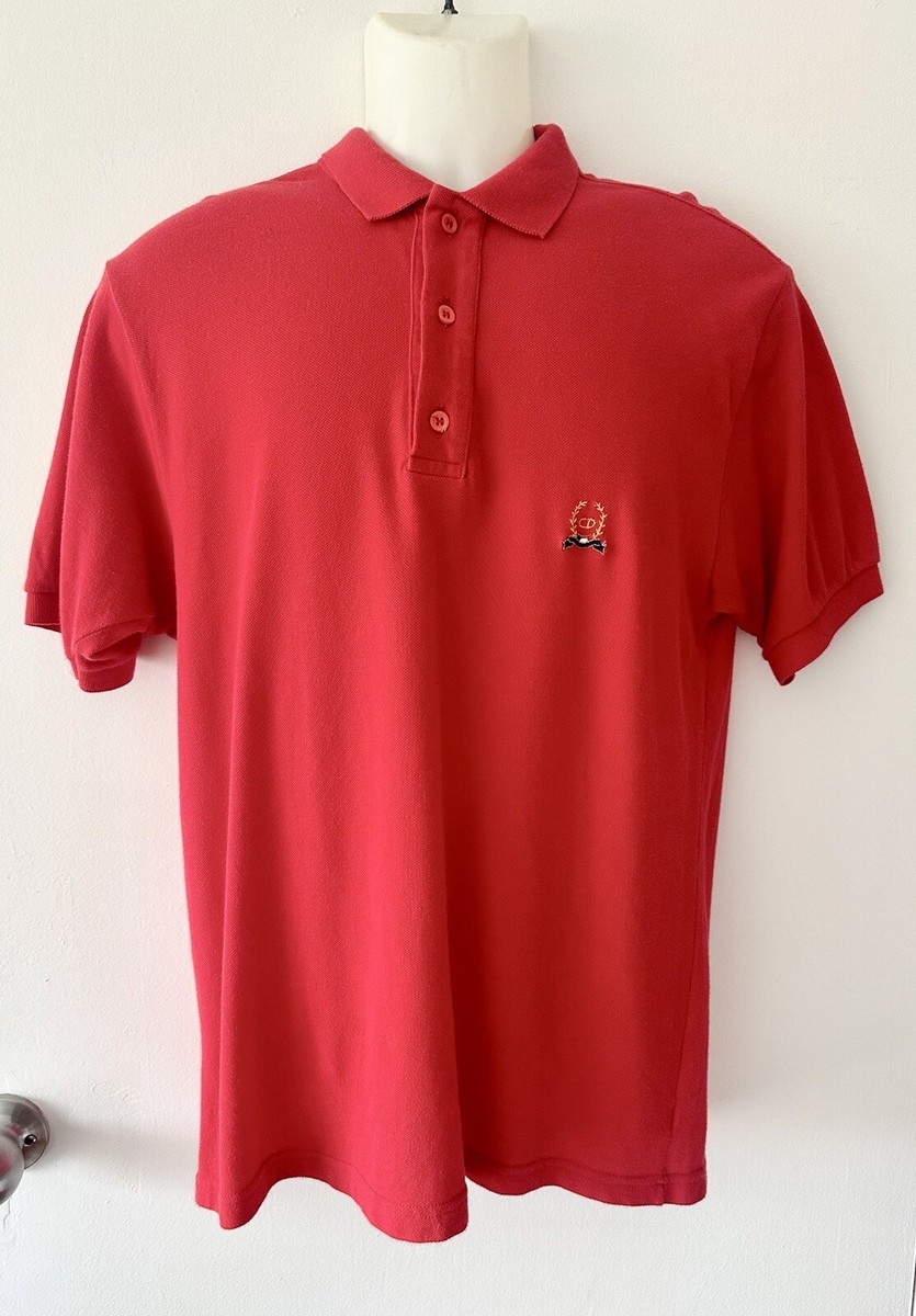 CHRISTIAN DIOR Vintage Monsieur Polo Tee Shirt Red Cotton