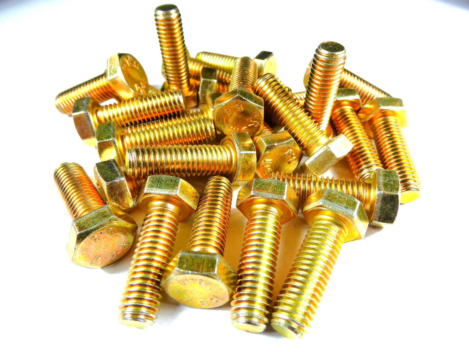 25 x Tornillo hexagonal DIN 933 M8x25, amarillo galvanizado