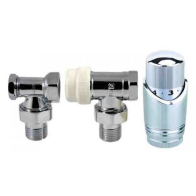 Chrome Adjustable Thermostatic Radiator Valves Pack 1/2