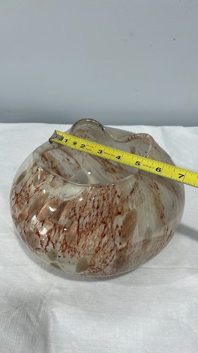Krosno Poland Josefina centerpiece bowl vase neutral colors handblown glass - Picture 14 of 17
