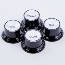 Top Hat Bell Reflector Knob Volume Tone for Gibson Epiphone LP SG-Black Silver