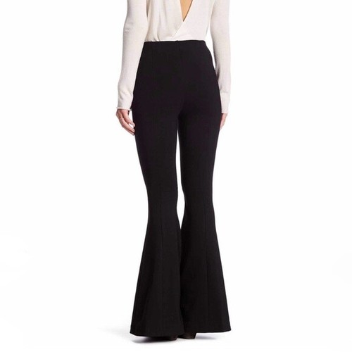 FREE PEOPLE 4 Black Born to Be Wild High Waist Zipper Bell Bottom Flare Pants - Picture 3 of 10