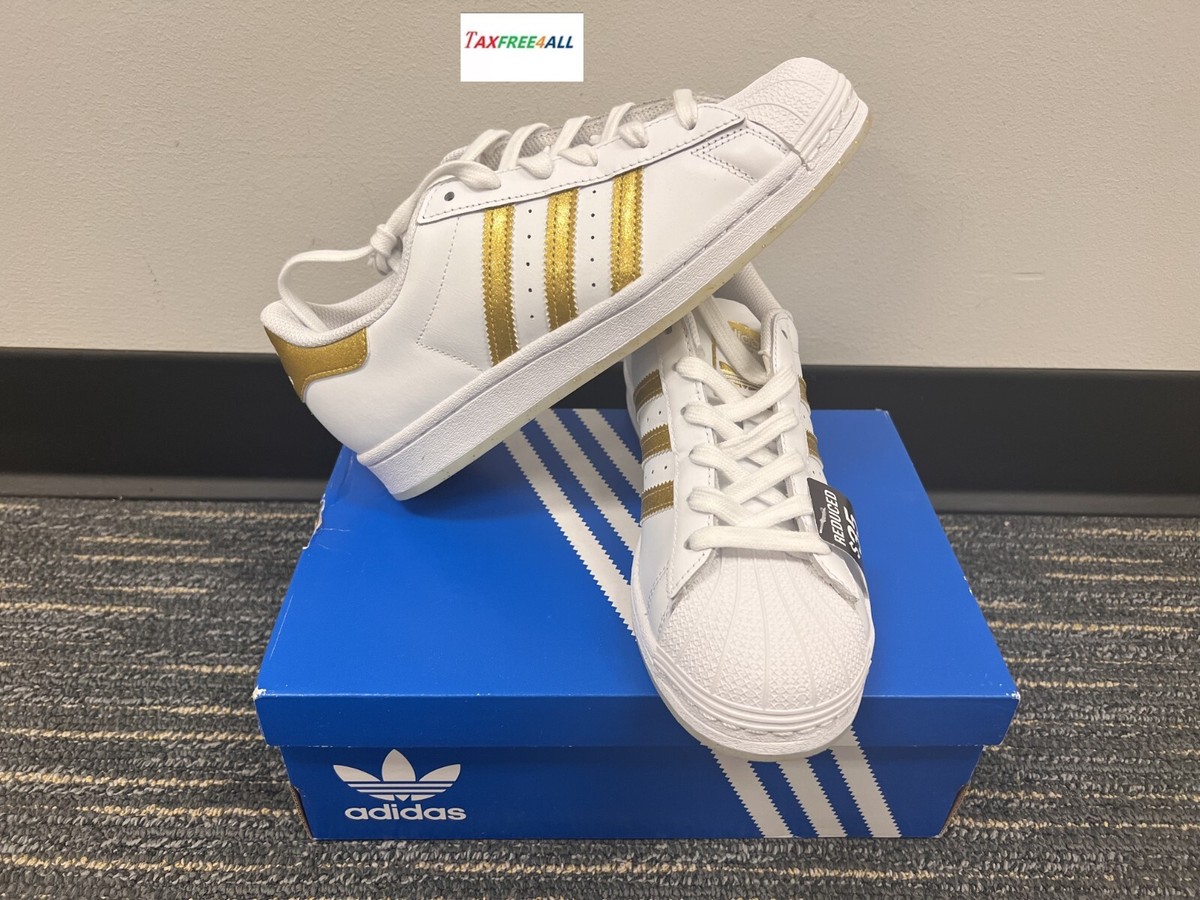 NEW* Adidas Big Kids' Unisex ORIGINALS SUPERSTAR J Gold stripes