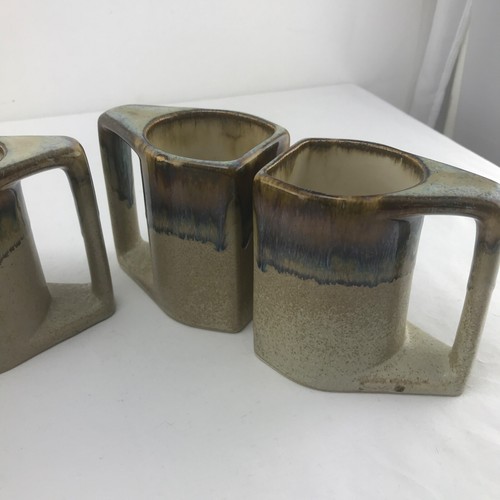 Juego de 6 Tazas Padilla 4.25" Alto Esmalte por Goteo Firmado Cerámica Gres México - Imagen 9 de 11