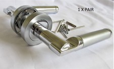 Image of Satin Chrome Serozzetta Style Contemporary Door Handles Round Rose SETS