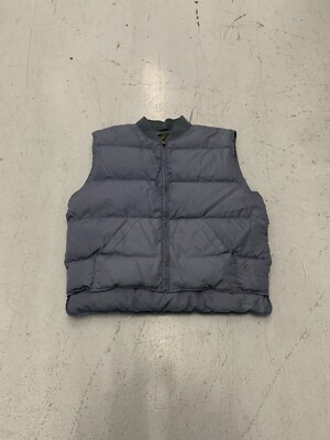 Vintage Eddie Bauer Quilted Down Vest Size XL 90s Bubble Goose Gray Bomber