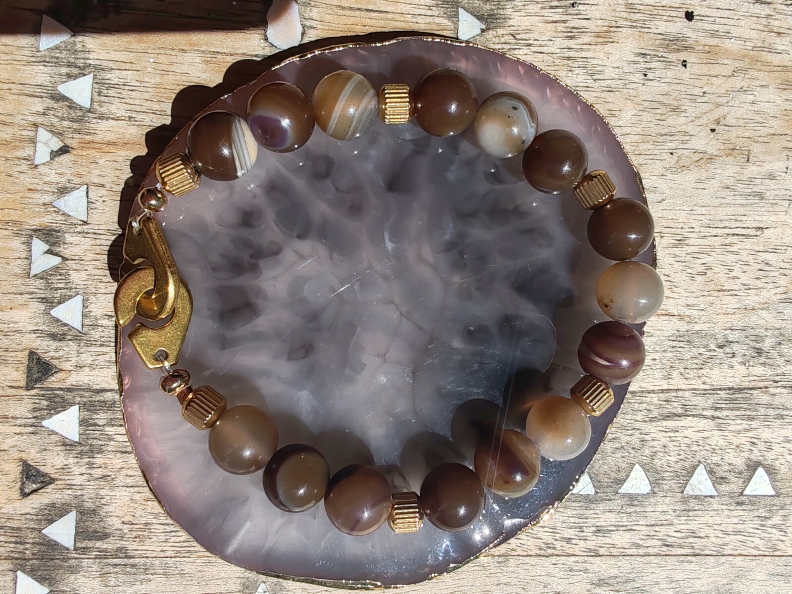 Bracelet Pierres Naturelles Homme 10mm Bijou Poignet XL
