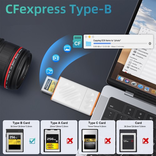 10Gbps USB 3.2 Gen 2 CFexpress Type B Memory Card Reader Adapter Pocket-size - Photo 13/16