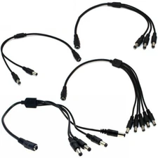 DC 1 Female to 2/3/4/5/6/8 Male Power Splitter Cable Cord for CCTV Camera System