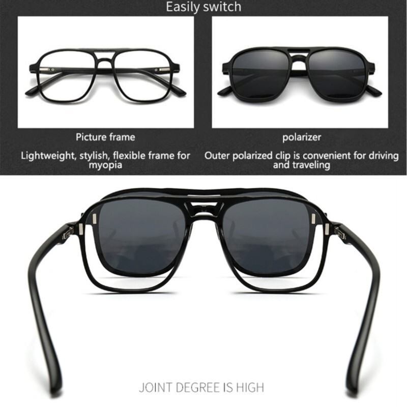 6 In 1 SunGlasses Clip On Polarized Driving Night Vision