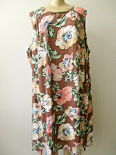 Floral Sleeveless Dress Luxology Plus Size Brown Multicolor Midi Casual NWT