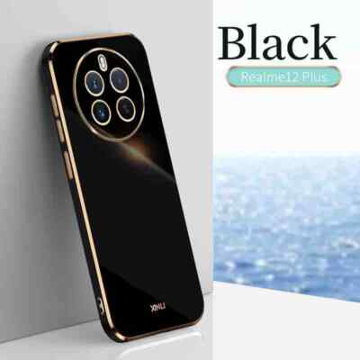 For Realme 12 Plus Luxury Candy Color Plating Frame Soft Rubber Case Cover New