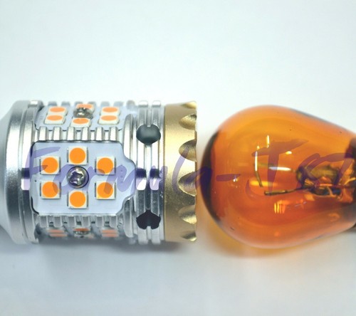 Hyper Flash Free LED Light 3155 Amber Two Bulbs Rear Turn Signal Replace Upgrade - Picture 7 of 12