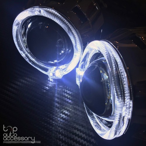 Angel Halo Eye Projector Lens Built-In LED HID Headlights Lights Bulb for Yamaha - Picture 4 of 12