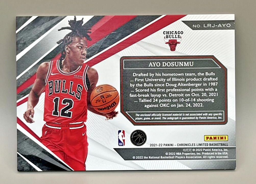 2021-22 Panini Chronicles - Limited Rookie Jersey Auto Ayo Dosunmu