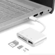 USB C to SD Card Reader with USB 3.0 Thunderbolt to Micro SD TF Card Reader