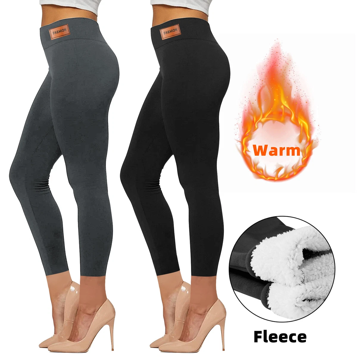 Women's Fleece Lined Leggings Water Resistant Winter Warm Thermal Hiking  Pants Running Workout Yoga Tights With Pockets