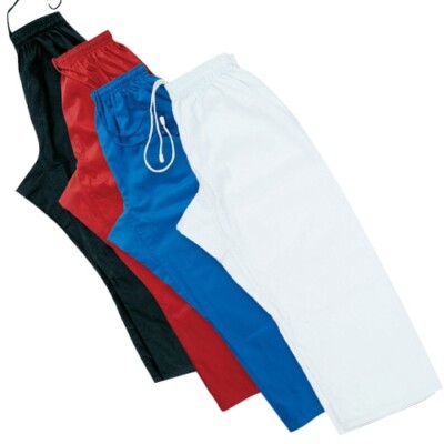 Playwell Karate Trainingshose aus PolyCotton für Kinder & Erwachsene   Blau/Rot